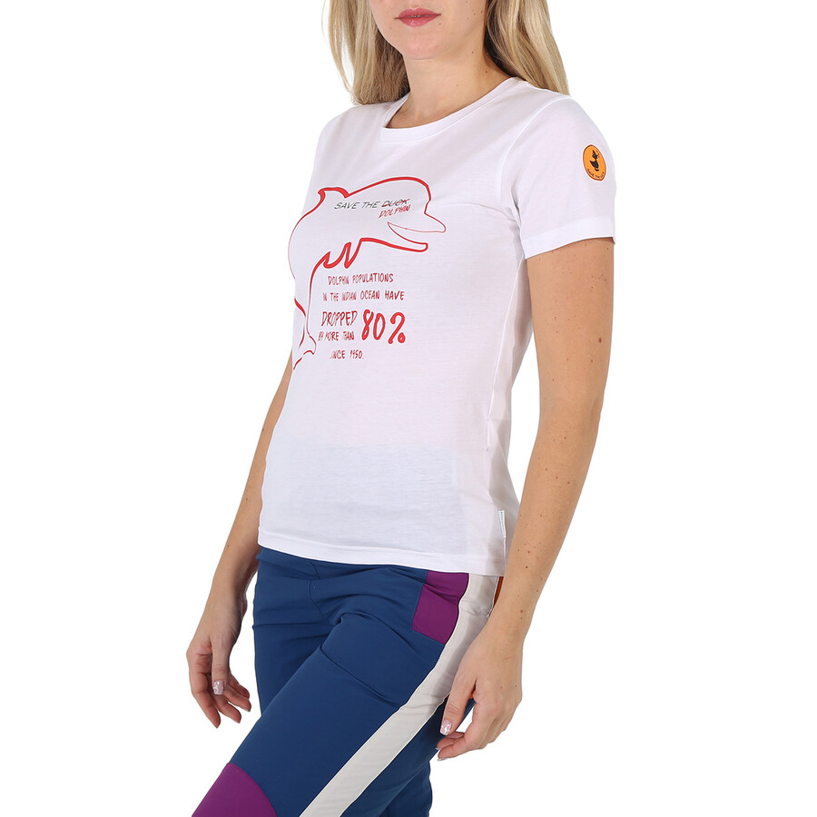 Shop Save The Duck Ladies White Kelsey Dolphin T-shirt