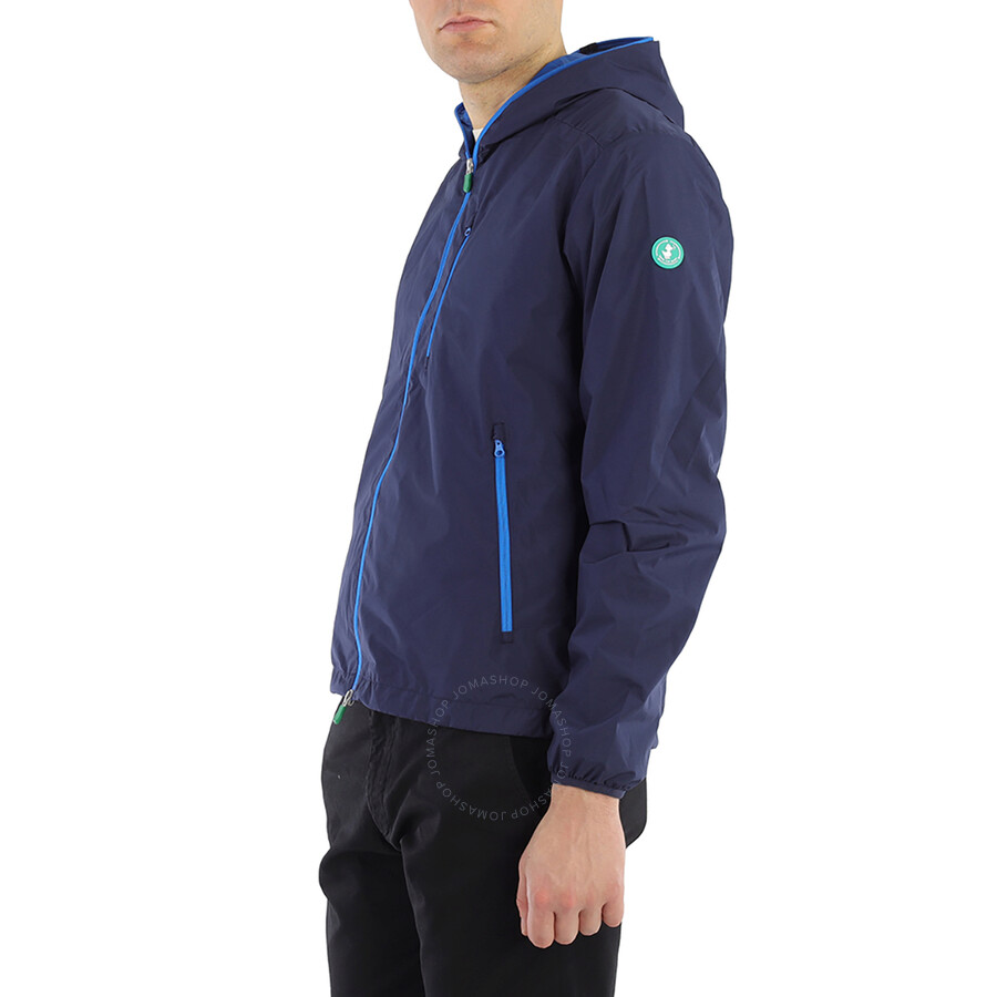 Save The Duck Navy Blue David Hooded Rain Jacket In Blue