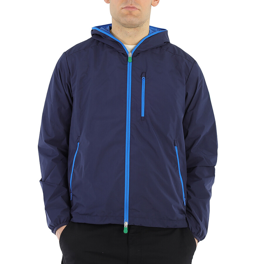 Save The Duck Navy Blue David Hooded Rain Jacket In Blue
