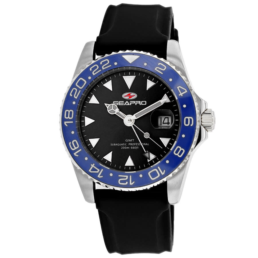 Shop Seapro Agent Quartz Black Dial Men's Watch Sp0122 In Black / Blue