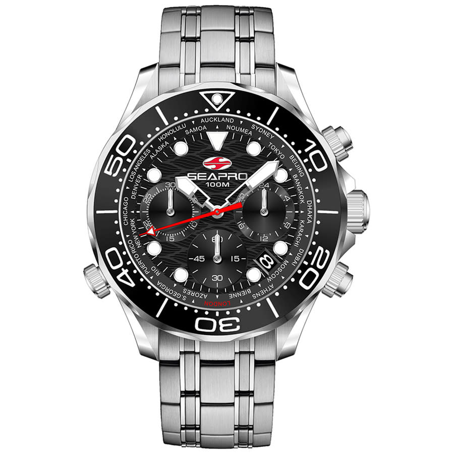 Seapro Mondial Timer Chronograph Quartz Black Dial Men's Watch SP0150