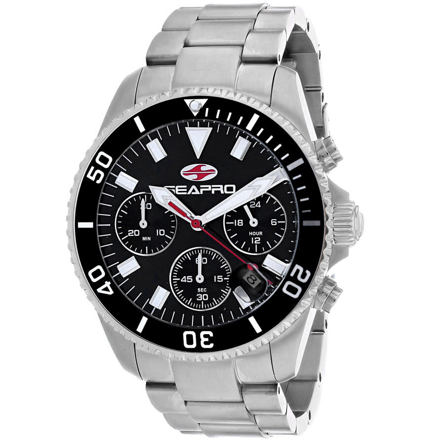 Shop Seapro Scuba 200 Chrono Black Dial Men's Watch Sp4351