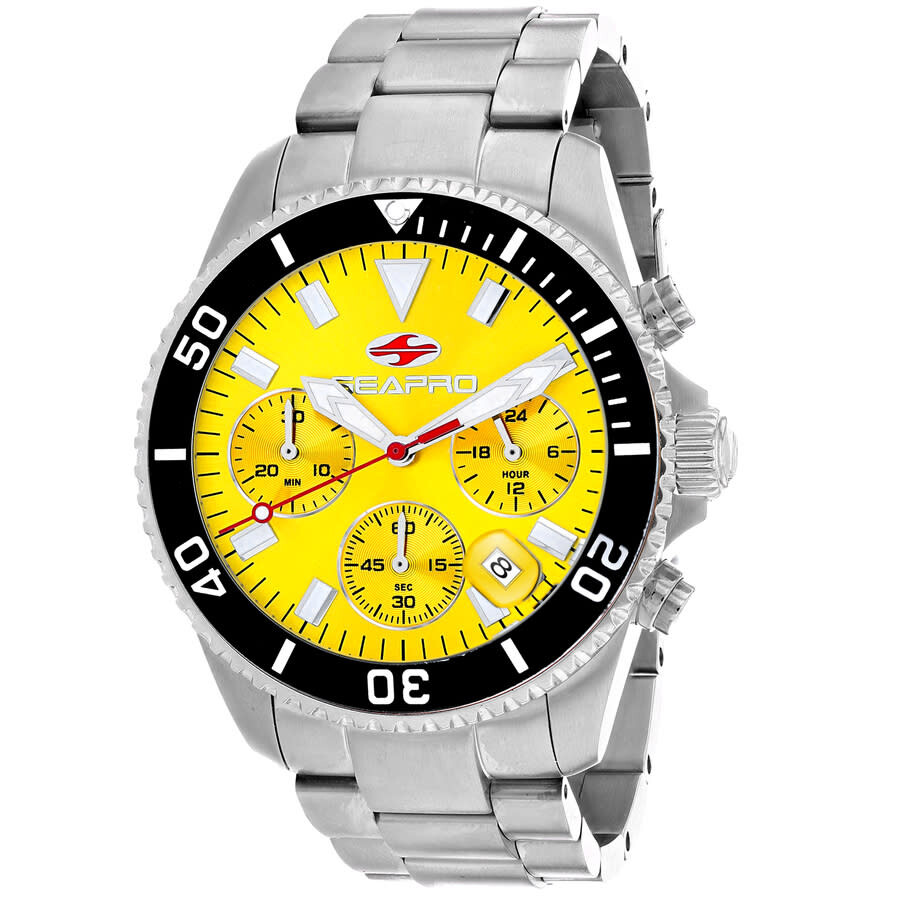 Seapro Scuba 200 Chrono Yellow Dial Mens Watch Sp4354 In Black / Yellow