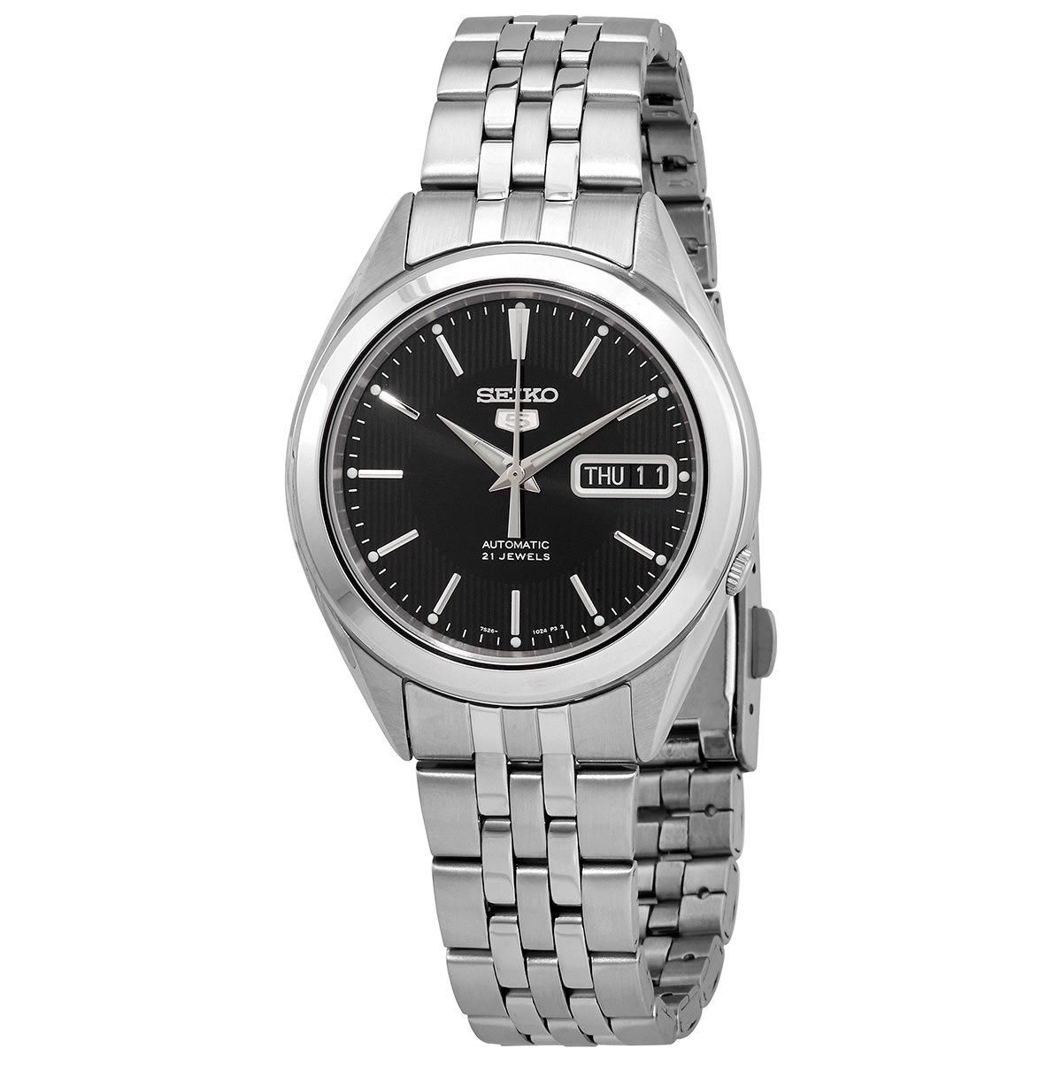 Seiko 5 Black Dial Stainless Steel Men's Watch SNKL23J1