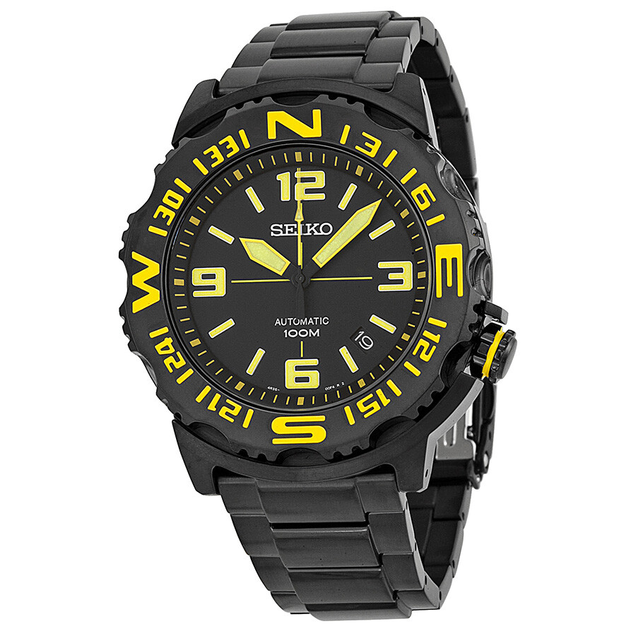 Seiko Automatic Compass Bezel Black Ionplated Men's Watch SRP449