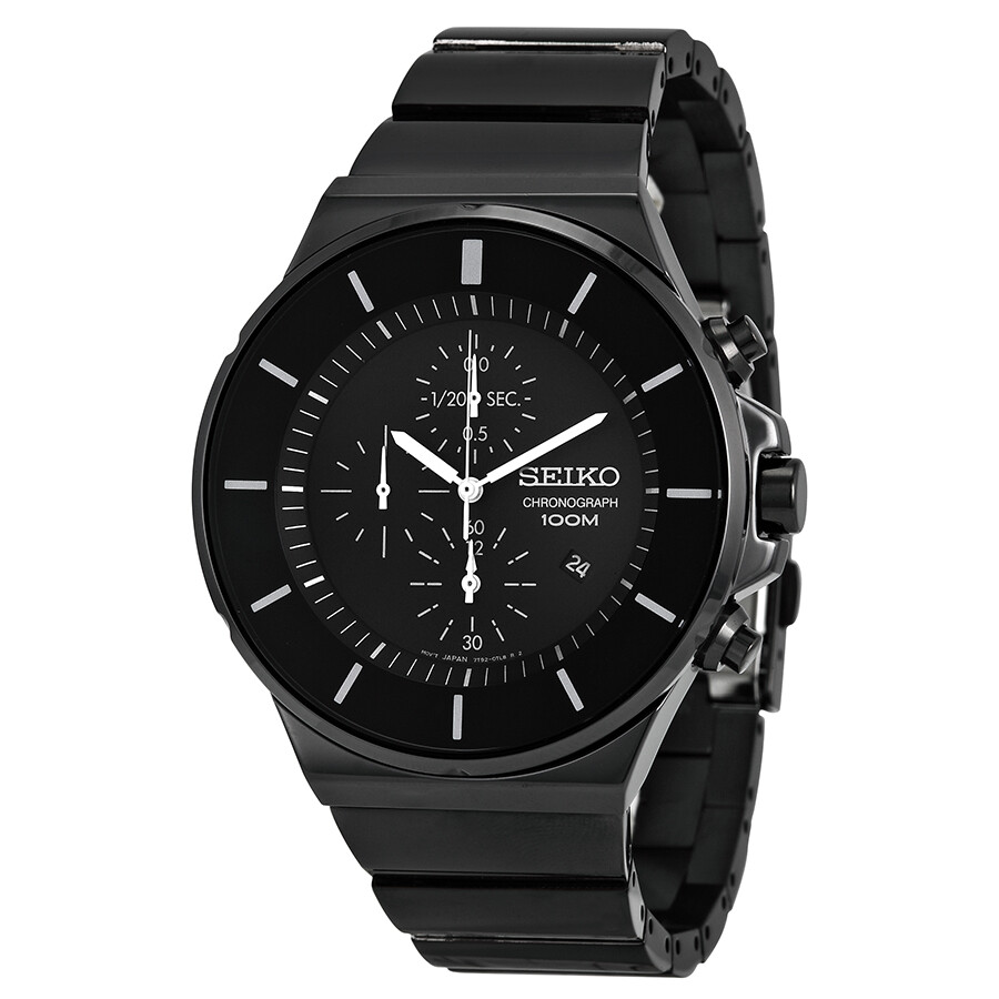 Seiko Black Dial Chronograph Black PVD St