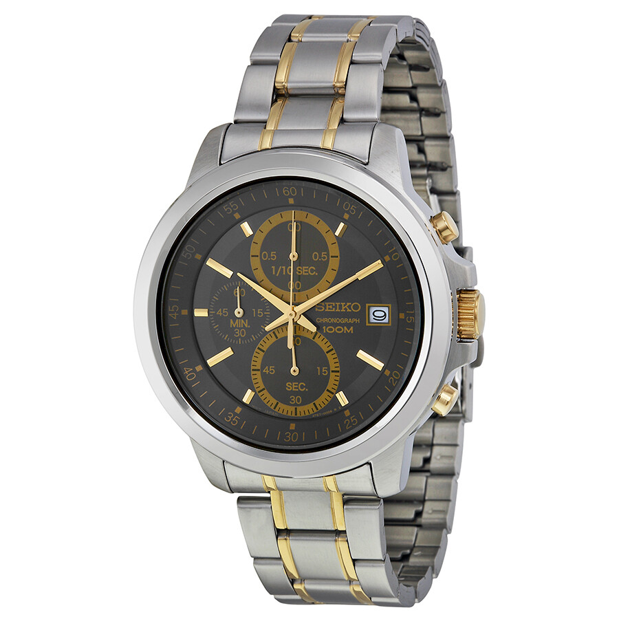 Seiko Chronograph Charcoal Dial Two-tone Men's Watch SKS449 ...