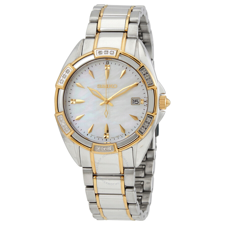 Seiko Classic Quartz Diamond Mother of Pearl Dial Ladies Watch SKK880P1 ...