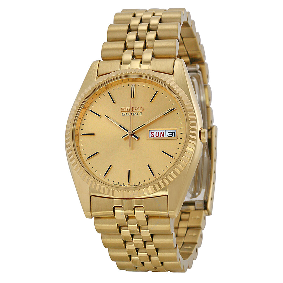 Seiko Day and Date Dress Gold Dial Men's Watch SGF206