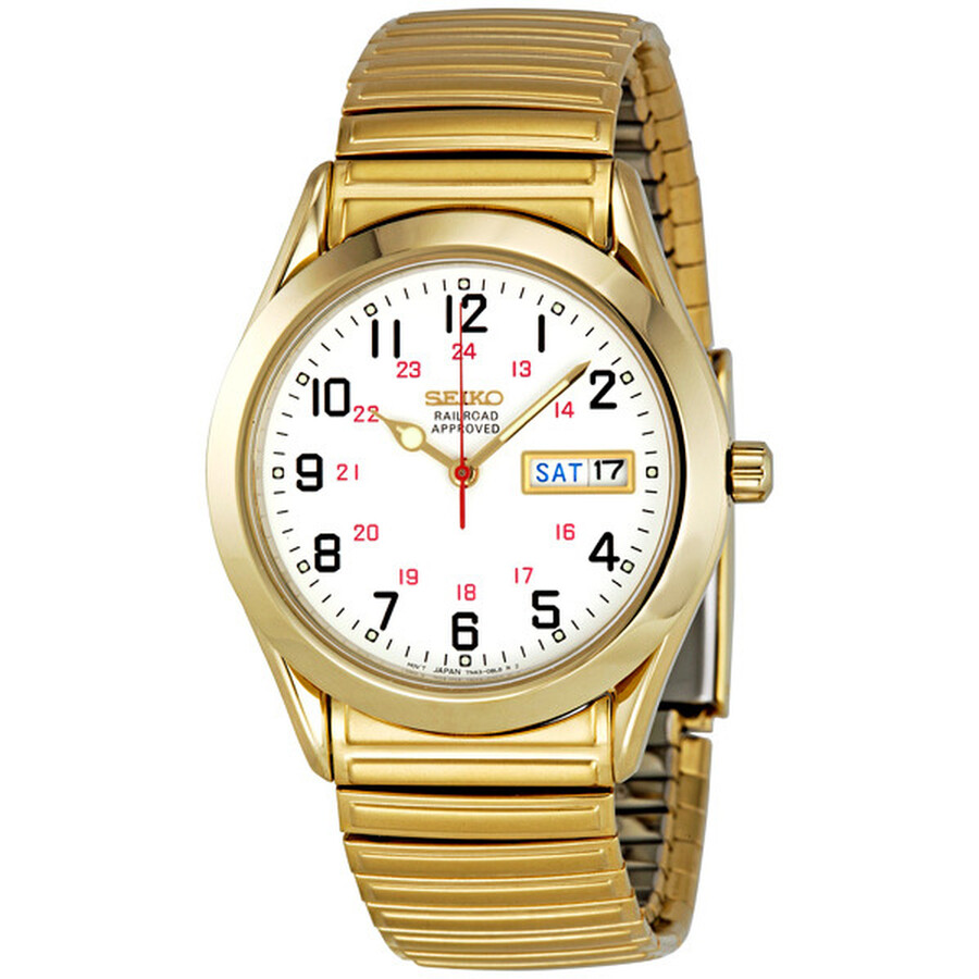 Seiko Day Date White Dial Gold tone Men s Watch SGG746 0029665138095 