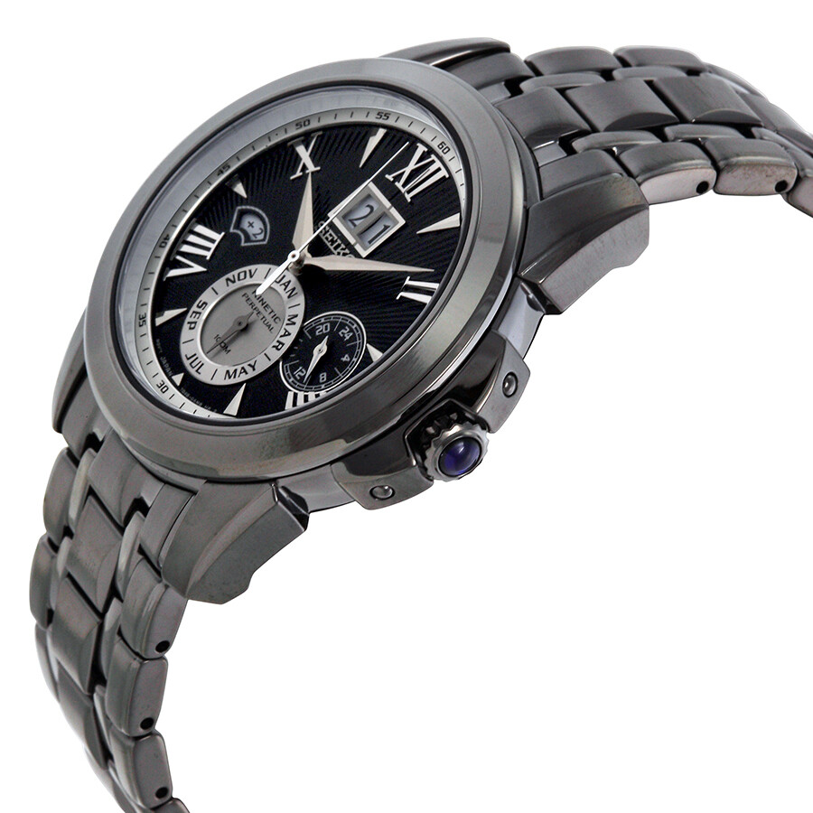 Seiko Perpetual Calendar Black Dial Black Ionplated Men's