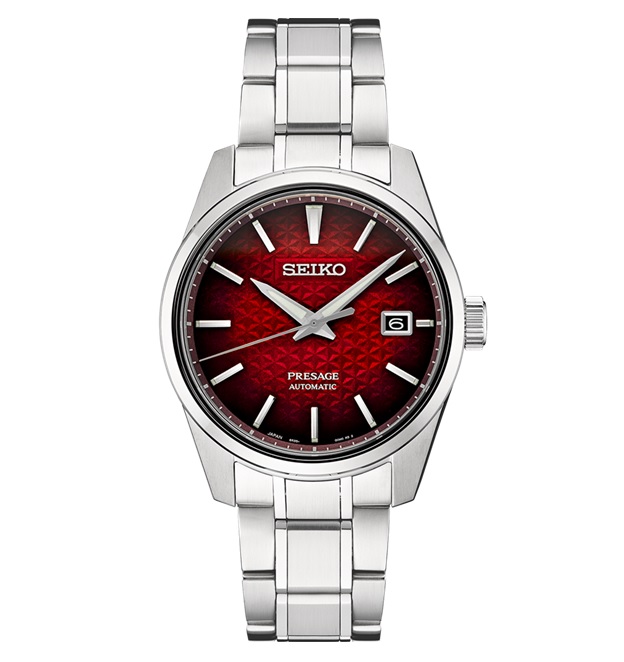 732 稼働 SEIKO時計 Presage チタニウム レッドダイヤル メンズ seiko-presage-automatic-red-