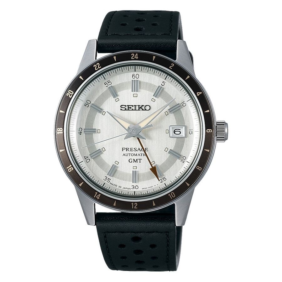 けま　SEIKO プレサージュGMT 自動巻 Seiko Presage GMT Automatic White Dial Men's Watch SSK011J1