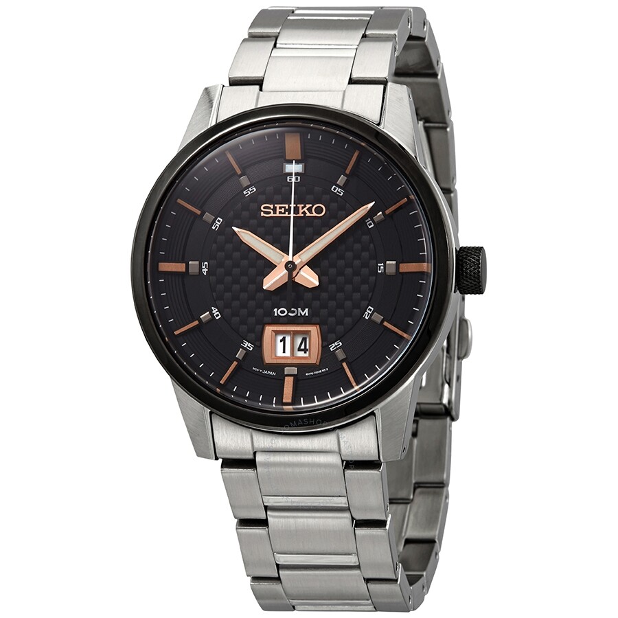 seiko quartz black dial
