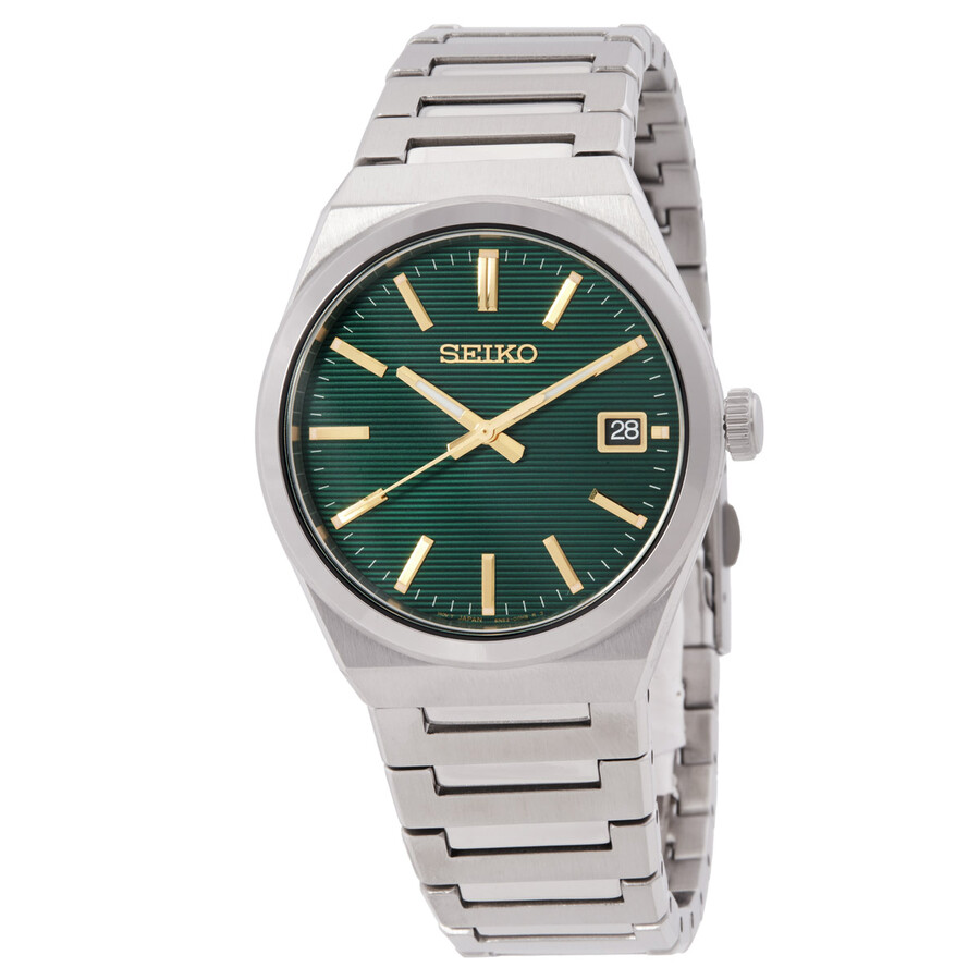 seiko-quartz-green-dial-watch-