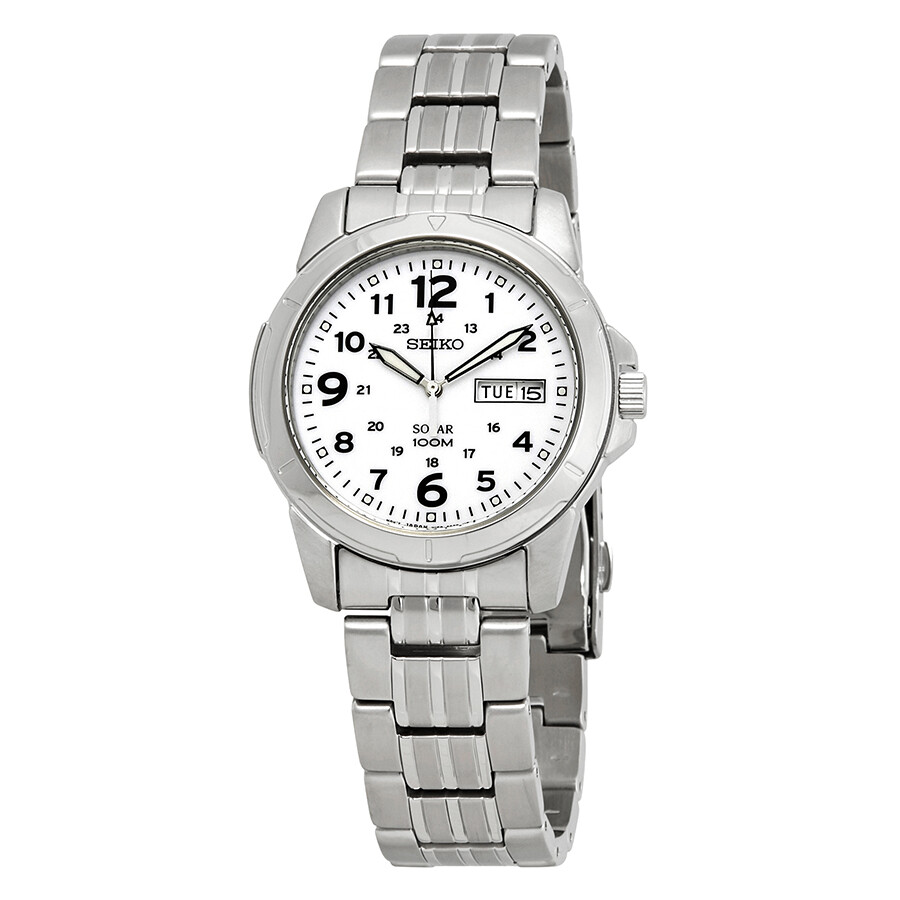  Solar White Dial Stainless Steel Men's Watch 