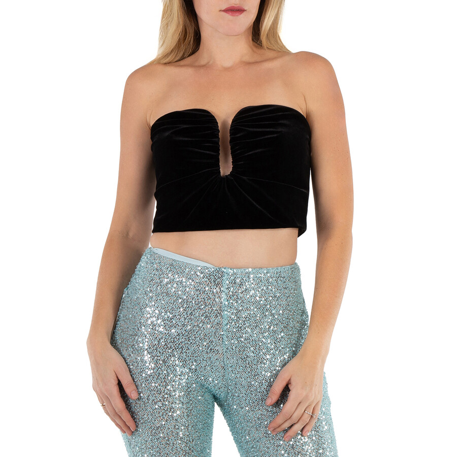 Ladies Black Velvet-Finish Strapless Top, Brand Size 6