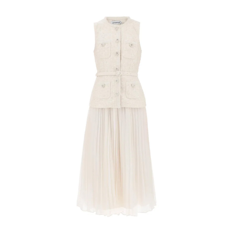 Womens Sequin Boucle Tailored Midi Dress