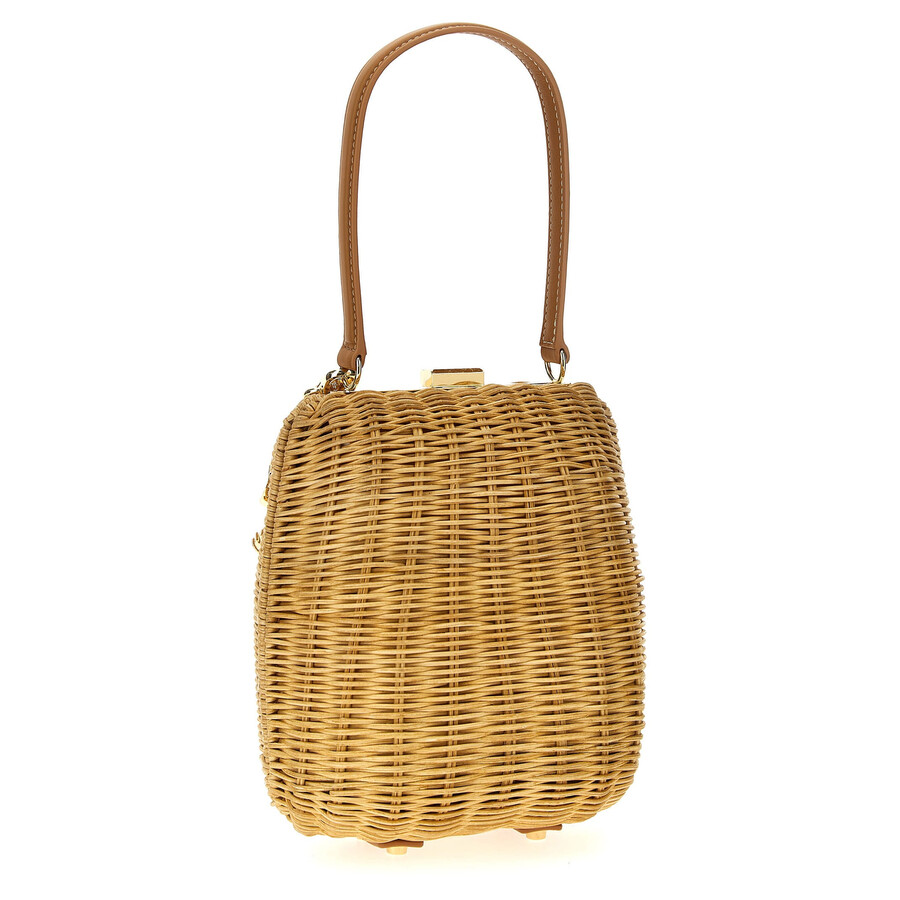 Self-portrait Brown Rattan Bag With Keychain Handbag In Brown