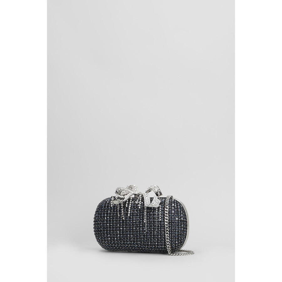 Self-portrait Chainmail Clutch In Blue Crystal In Blue