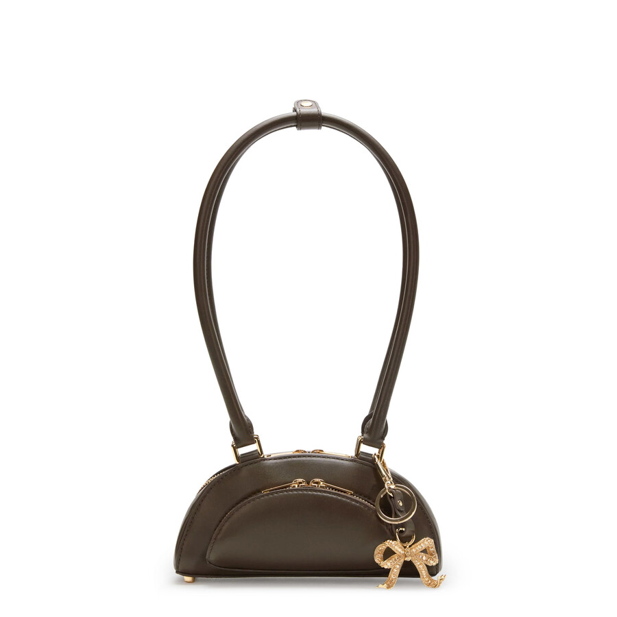 Self-portrait Leather Shoulder Bag With Charms In Brown