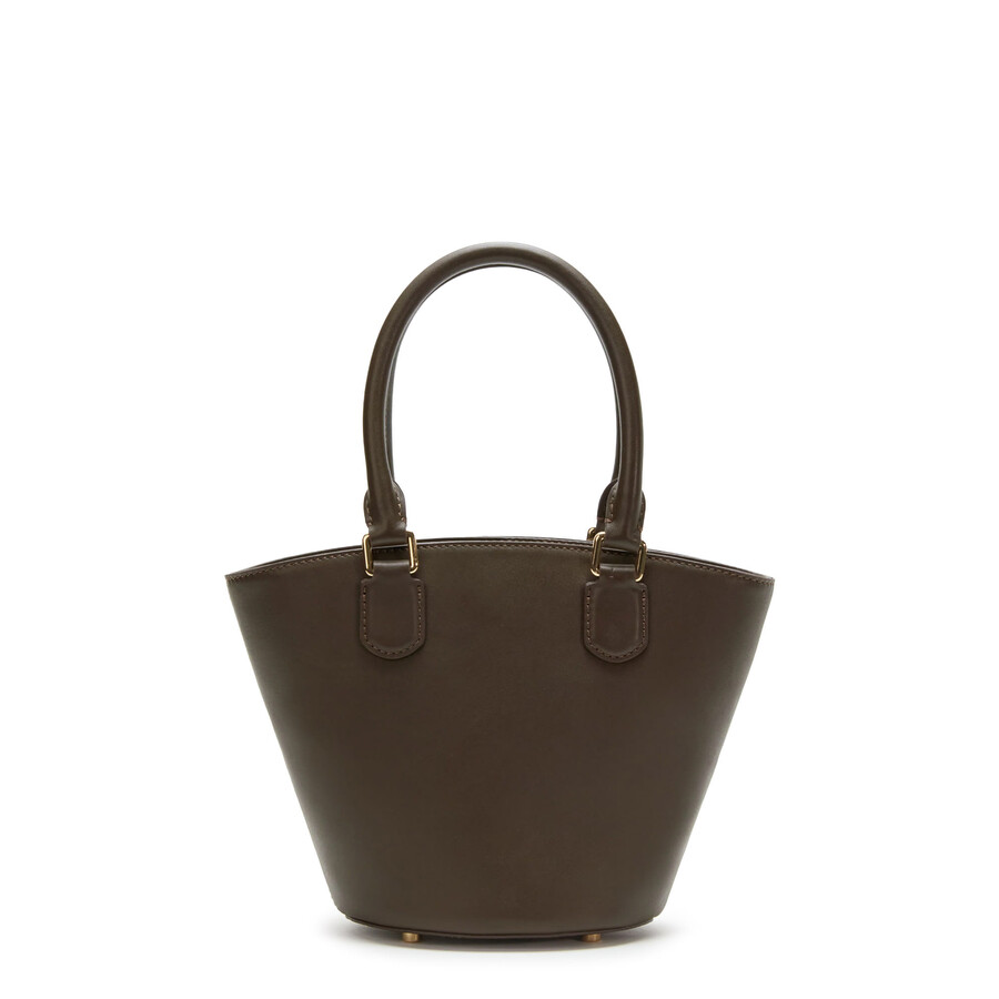 Self-portrait Leather Shoulder Bag With Iconic Charm In Brown