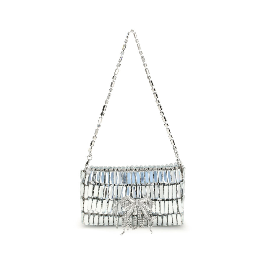 Self-portrait Silver Crystal Bow Mini Shoulder Bag
