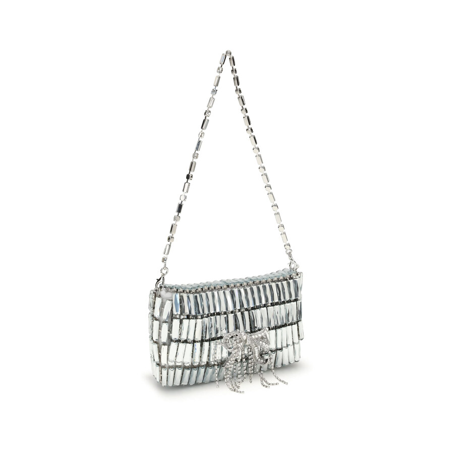 Self-portrait Silver Crystal Bow Mini Shoulder Bag