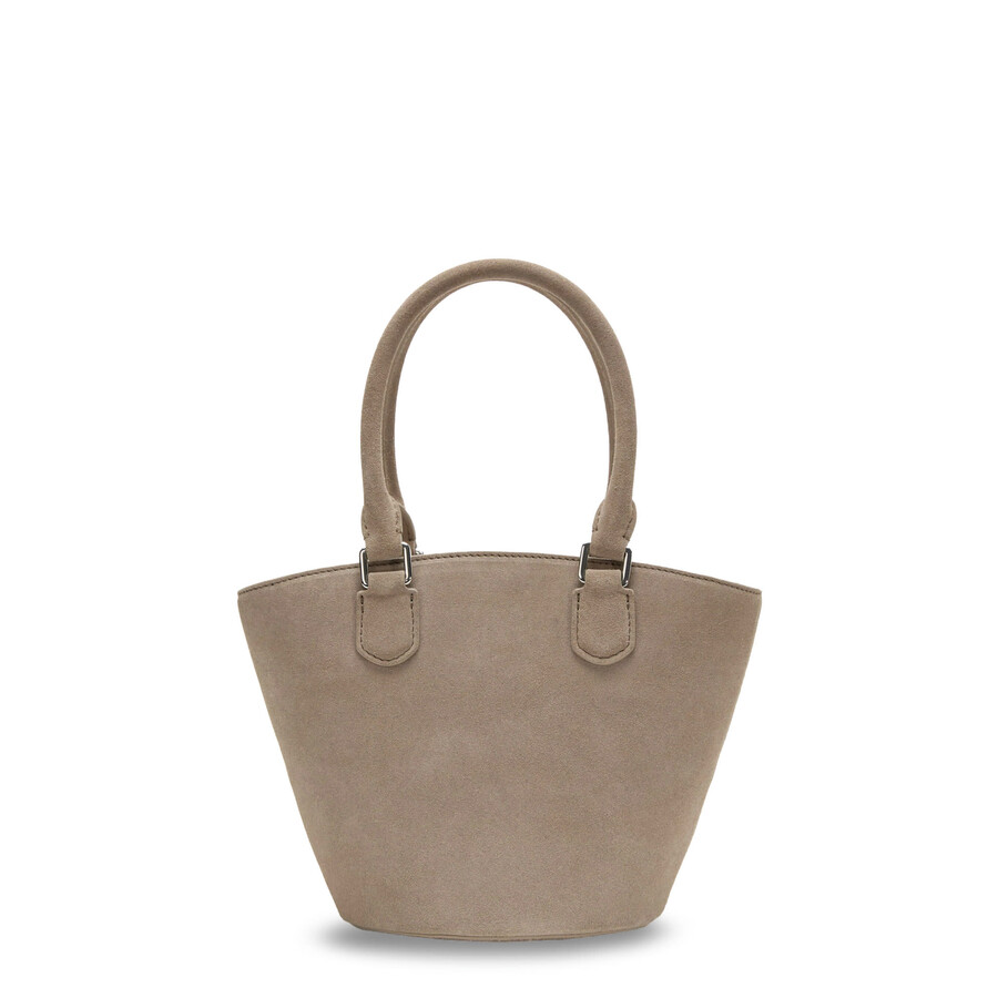 Self-portrait Suede Shoulder Bag With Charms In Gray