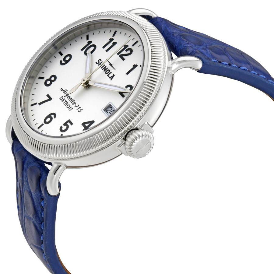 Shinola The Runwell White Dial Blue Leather Men's Watch 12000256 The