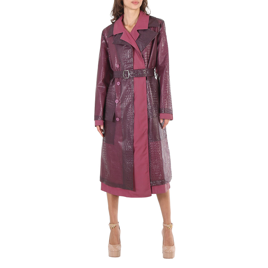 Devin Embossed Double Belted Reflective Trench Coat