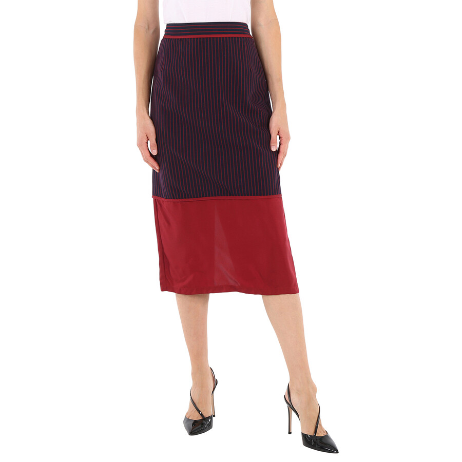 Ladies Striped Panel Midi Skirt