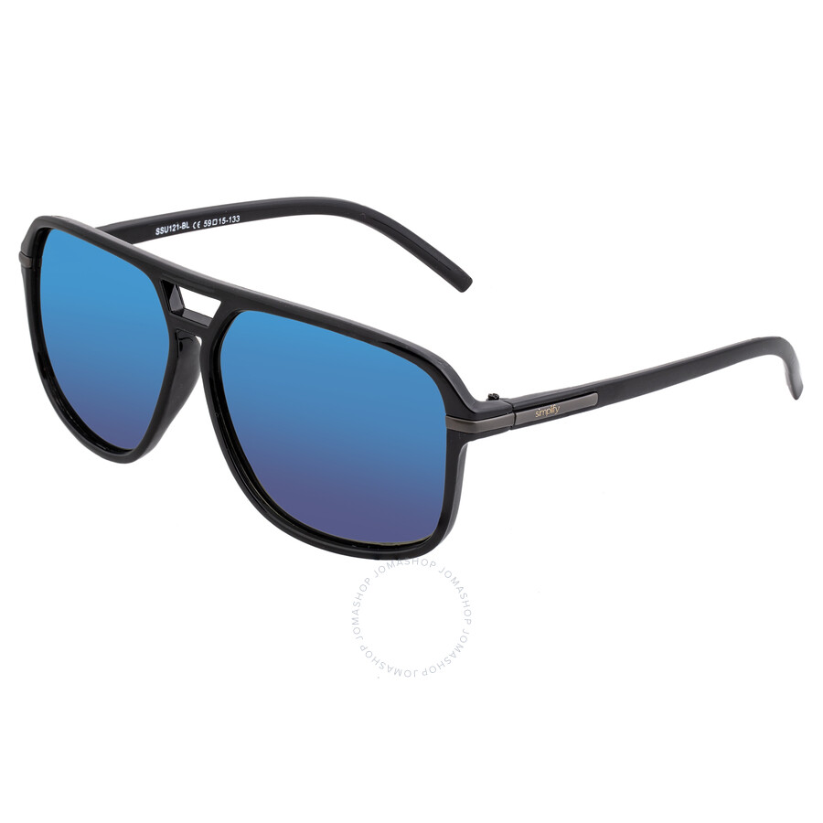 Shop Simplify Reed Mirror Coating Pilot Unisex Sunglasses Ssu121-bl In Blue