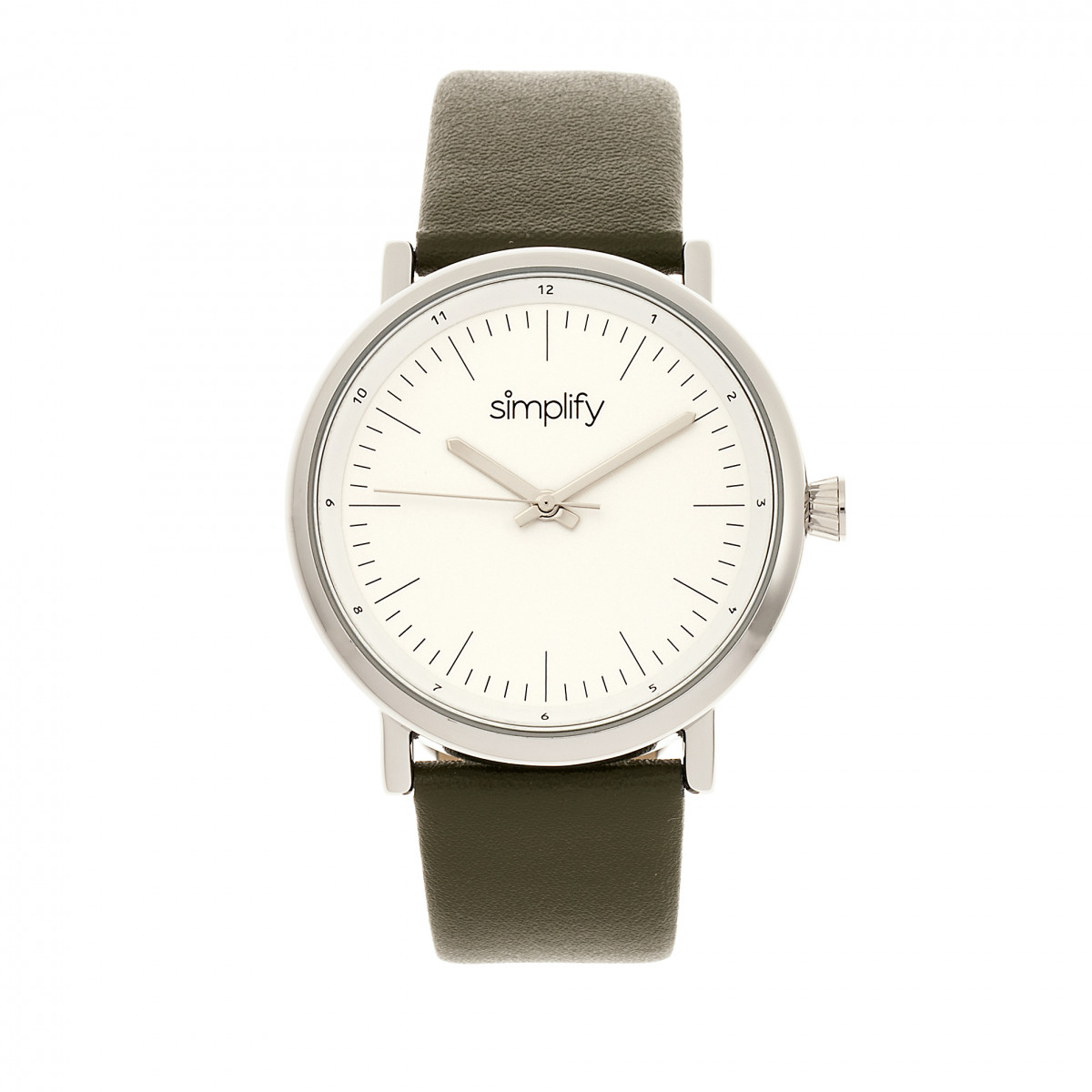 Simplify The 6200 White Dial Olive Leather Watch SIM6201