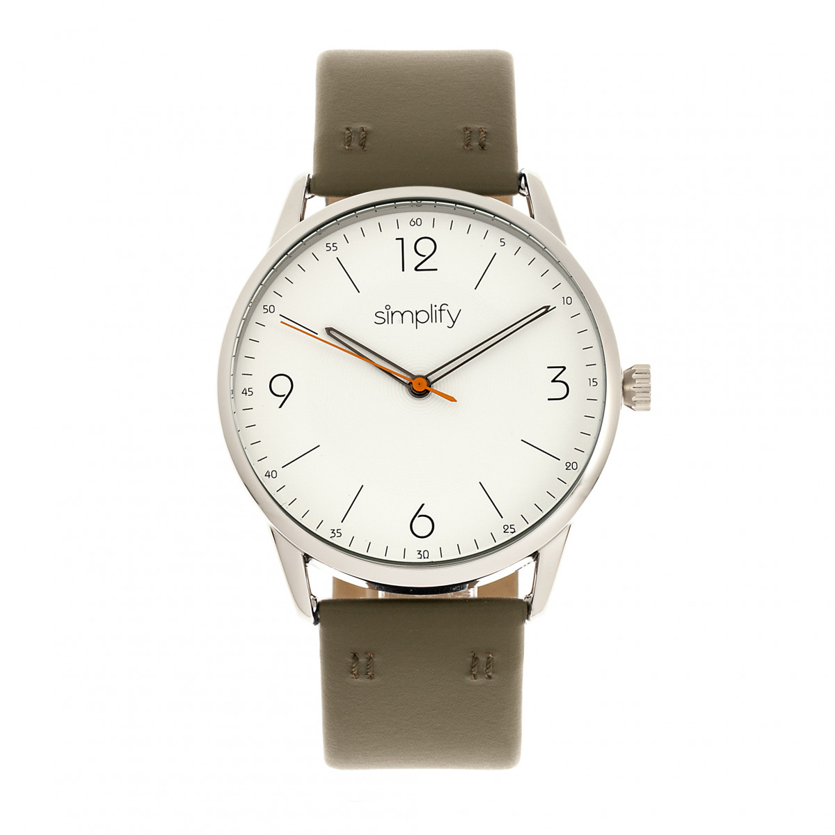 Simplify The 6300 White Dial Olive Leather Watch SIM6302