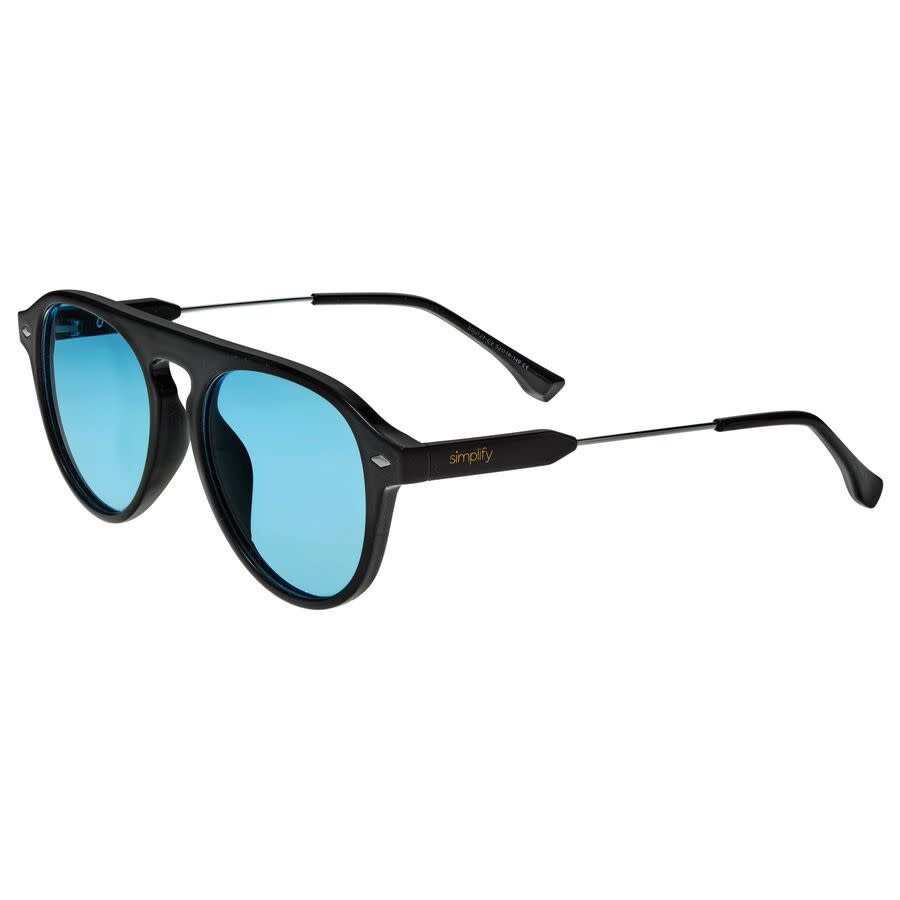 Simplify Unisex Black Pilot Sunglasses Ssu127-c2 In Blue