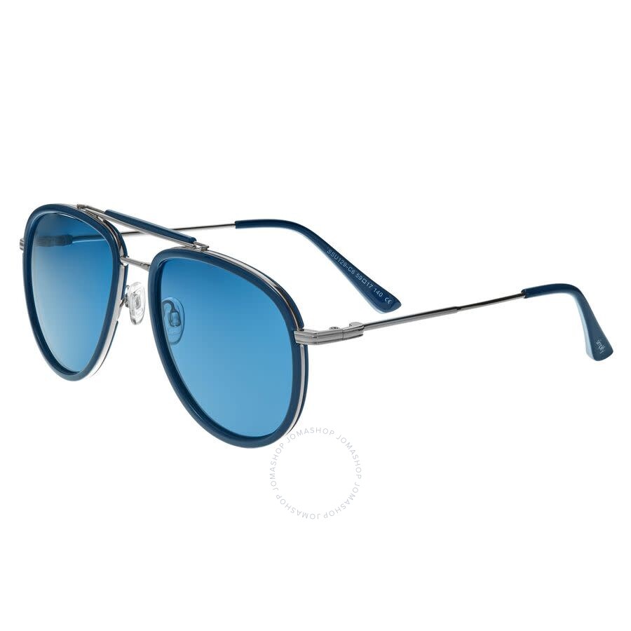 Simplify Unisex Silver Tone Pilot Sunglasses Ssu129-c6 In Blue