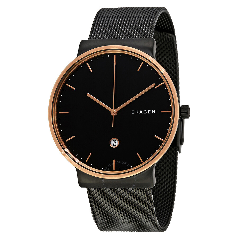 Skagen Ancher Black Dial Black PVD Mesh Men's Watch SKW6296 SKW6296 768680246971 - Skagen, Ancher -