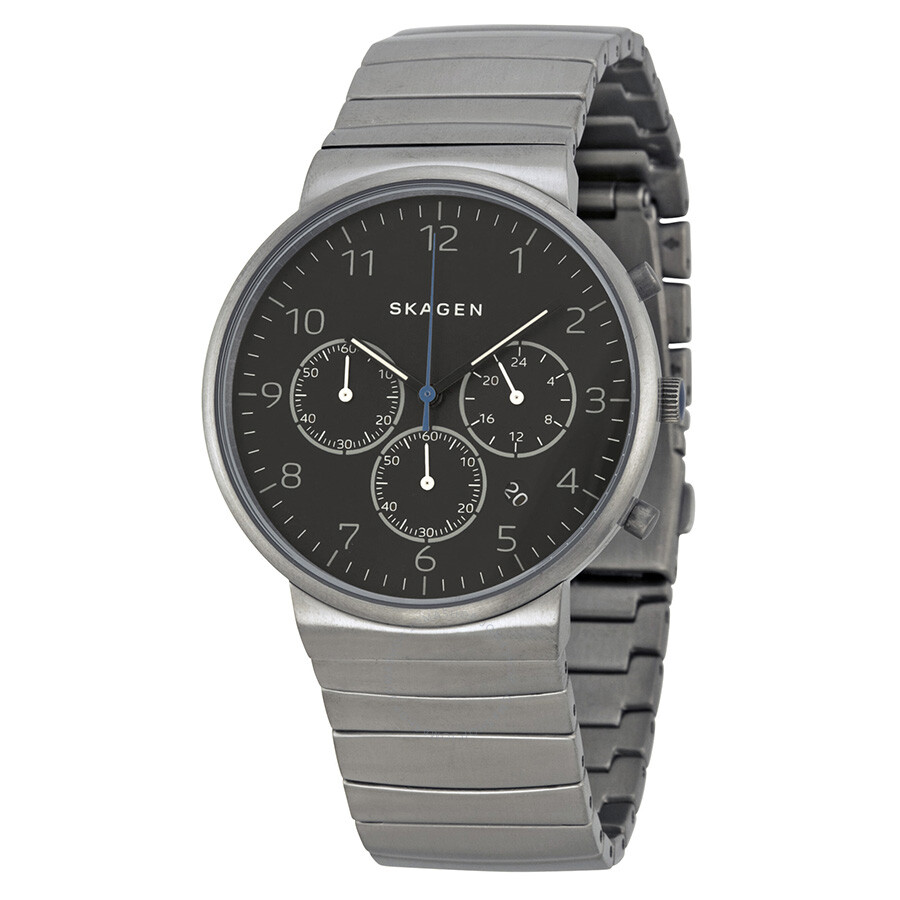 Skagen Ancher Chronograph Black Dial Titanium Men's Watch SKW6165  768680219739 - Watches, Other - Jomashop