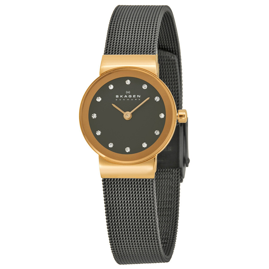 Skagen Grey Dial Swarovski Crystal Ladies Watch 358XSRM 768680153972