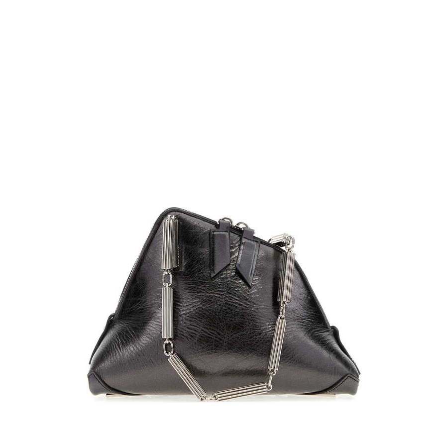 Attico Slate Leather La Scala Handbag Darkgrey Clutch In ["grey"]