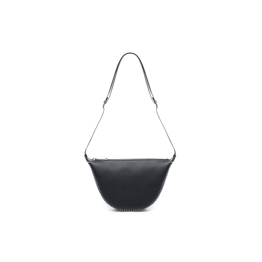 Fendi Half-moon Leather Shoulder Bag In Black