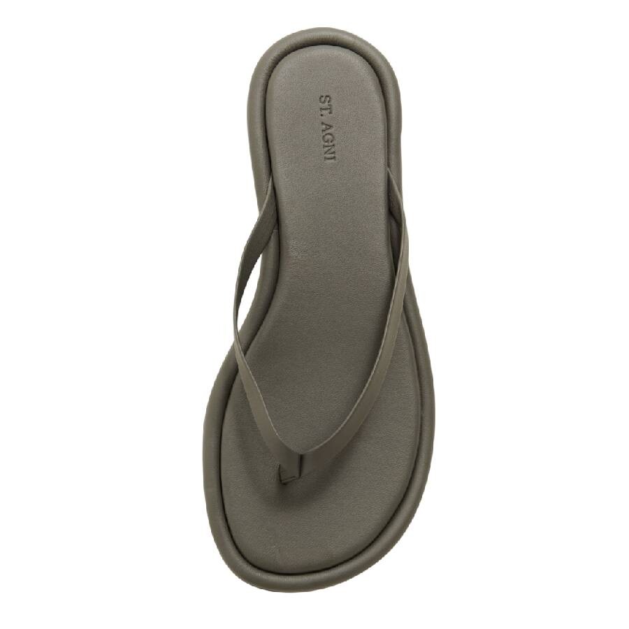 St Agni Smokey Olive Flat Padded Flip Flops In Green