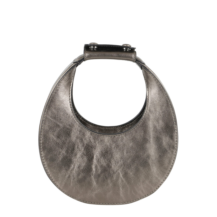 Staud Crescent-shaped Bronze Leather Bag In Gray