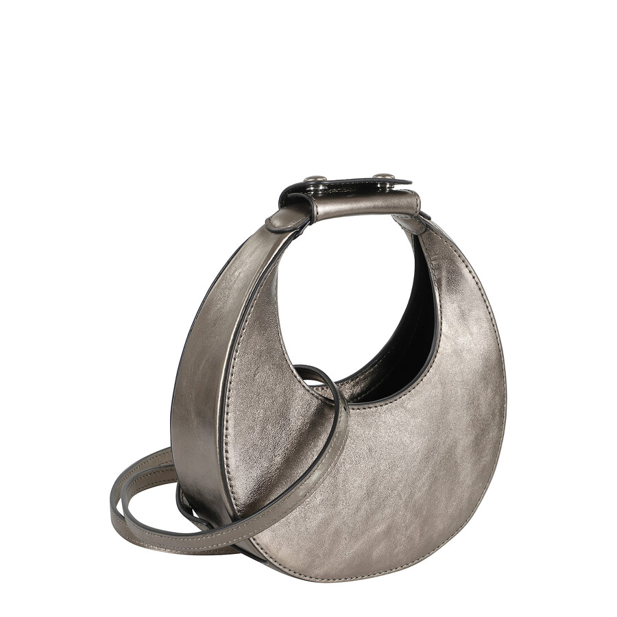 Staud Crescent-shaped Bronze Leather Bag In Gray