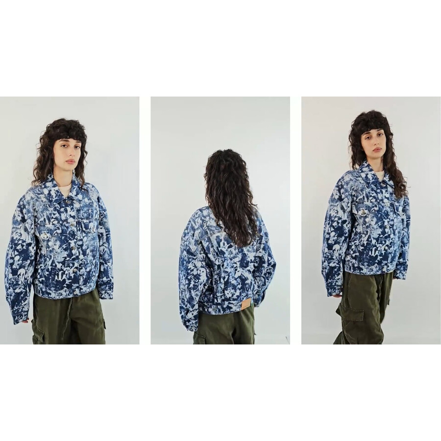 Stella McCartney Animal Forest-Print Denim Cotton Jacket, Size