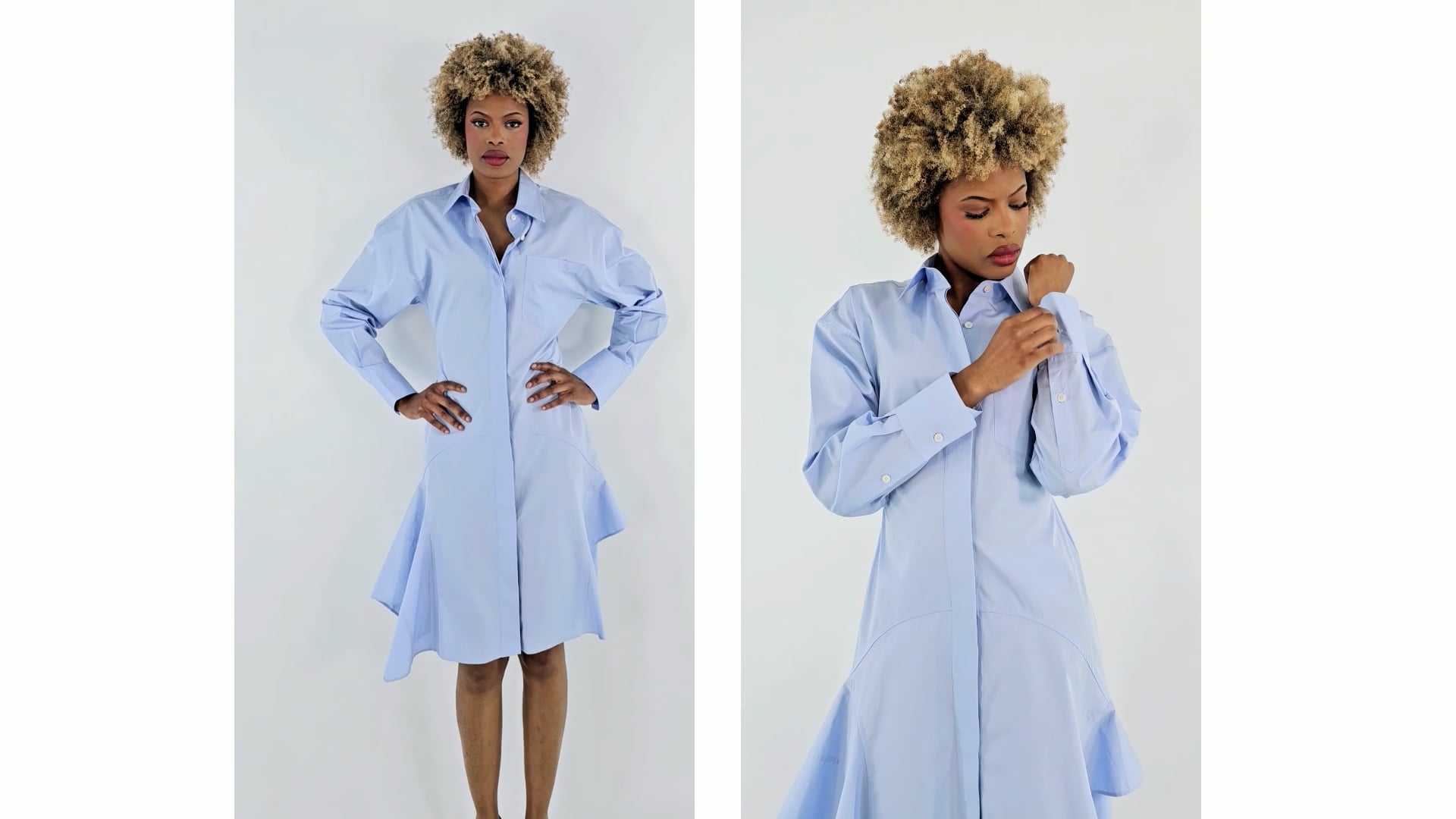 Stella McCartney Banana-Sleeve Shirt Dress, Brand Size 38 (US Size
