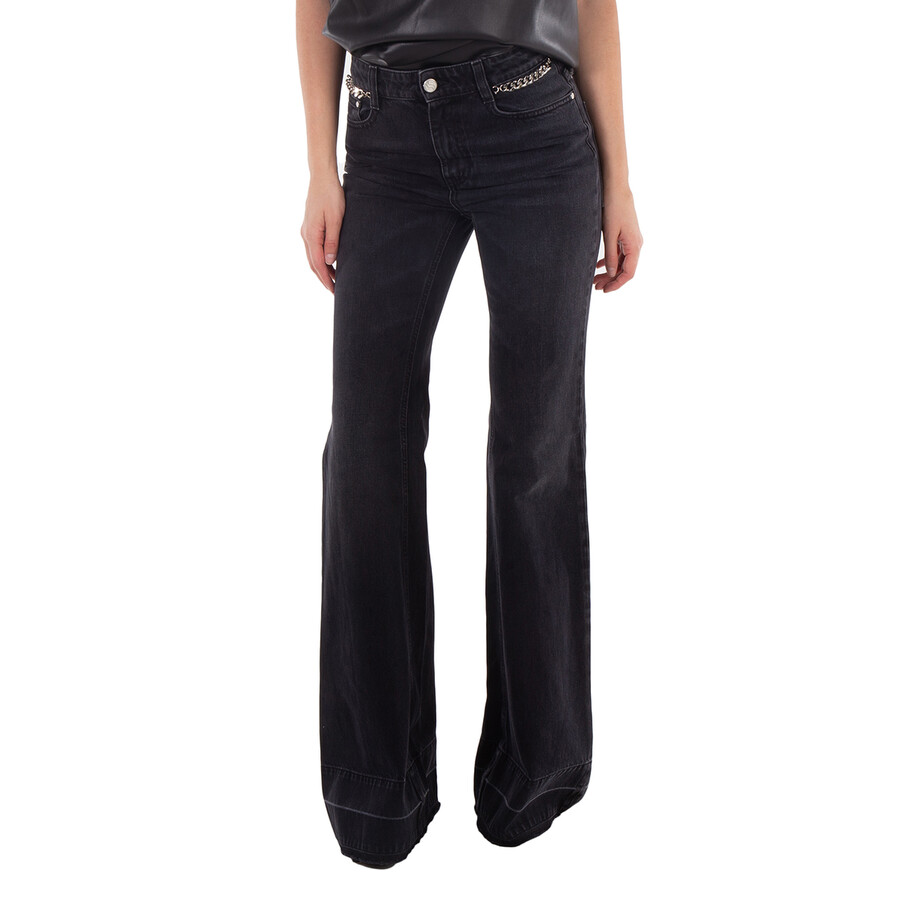 デニム・ジーパン STELLA MCCARTNEY Women Denim Pants 6D01813SPH441000 Black Stella McCartney Black Falabella Cotton Denim Flared Leg