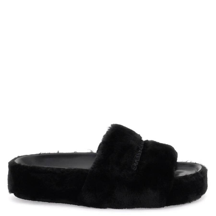Stella Mccartney Faux Fur Slides In Black