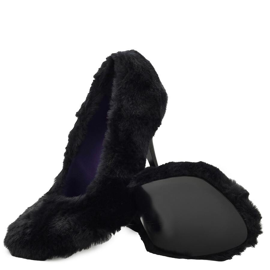 Stella Mccartney Black Ryder Shaggy Stiletto Pumps In Black